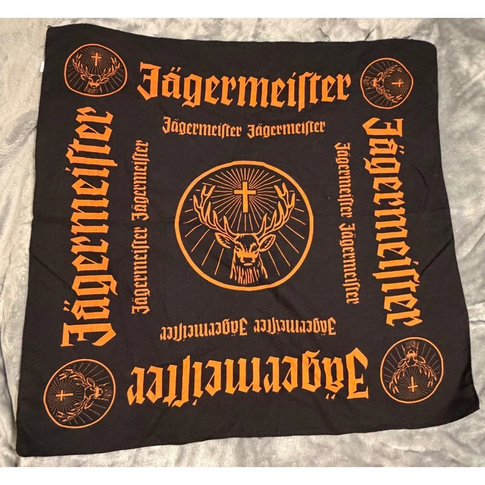 Jagermeister Bandana Black Orange Cotton Stag Logo Barware Promo Scarf Headwrap
